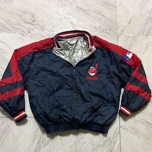 vintage 90s Pro Player Cleveland Indians reversible windbreaker chief wahoo
